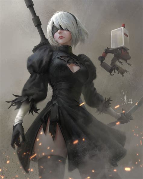 2b fanart|2b full body art.